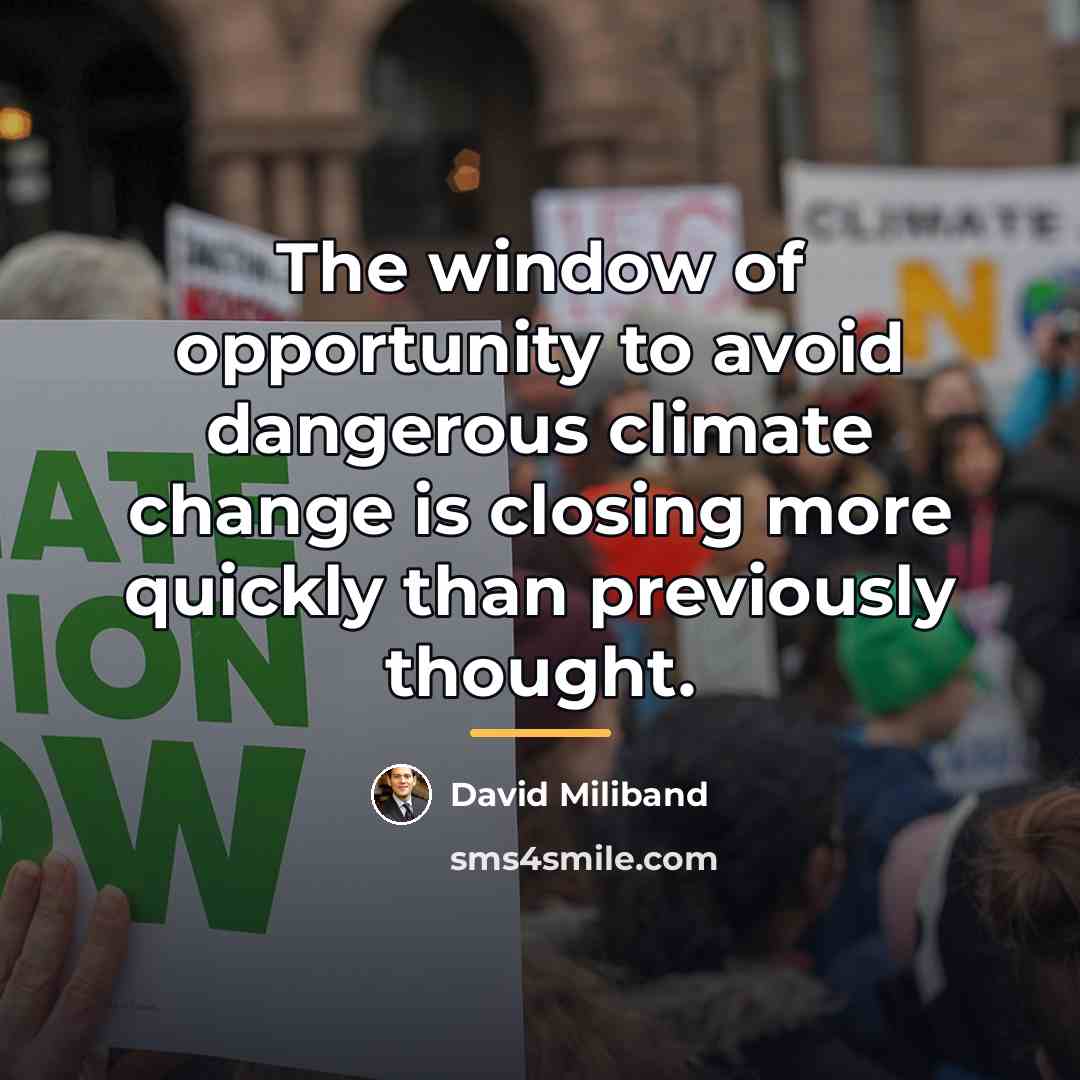 “The window of opportunity to avoid dangerous climate change is…” quote by David Miliband