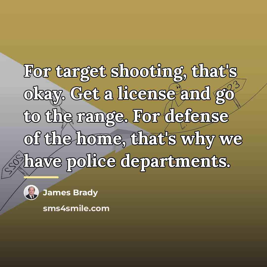 “For target shooting, that's okay. Get a license and go…” quote by James Brady