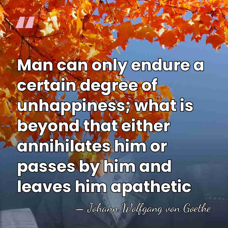 Man can only endure a certain degree of unhappiness; what is beyond&hellip; - Johann Wolfgang von Goethe