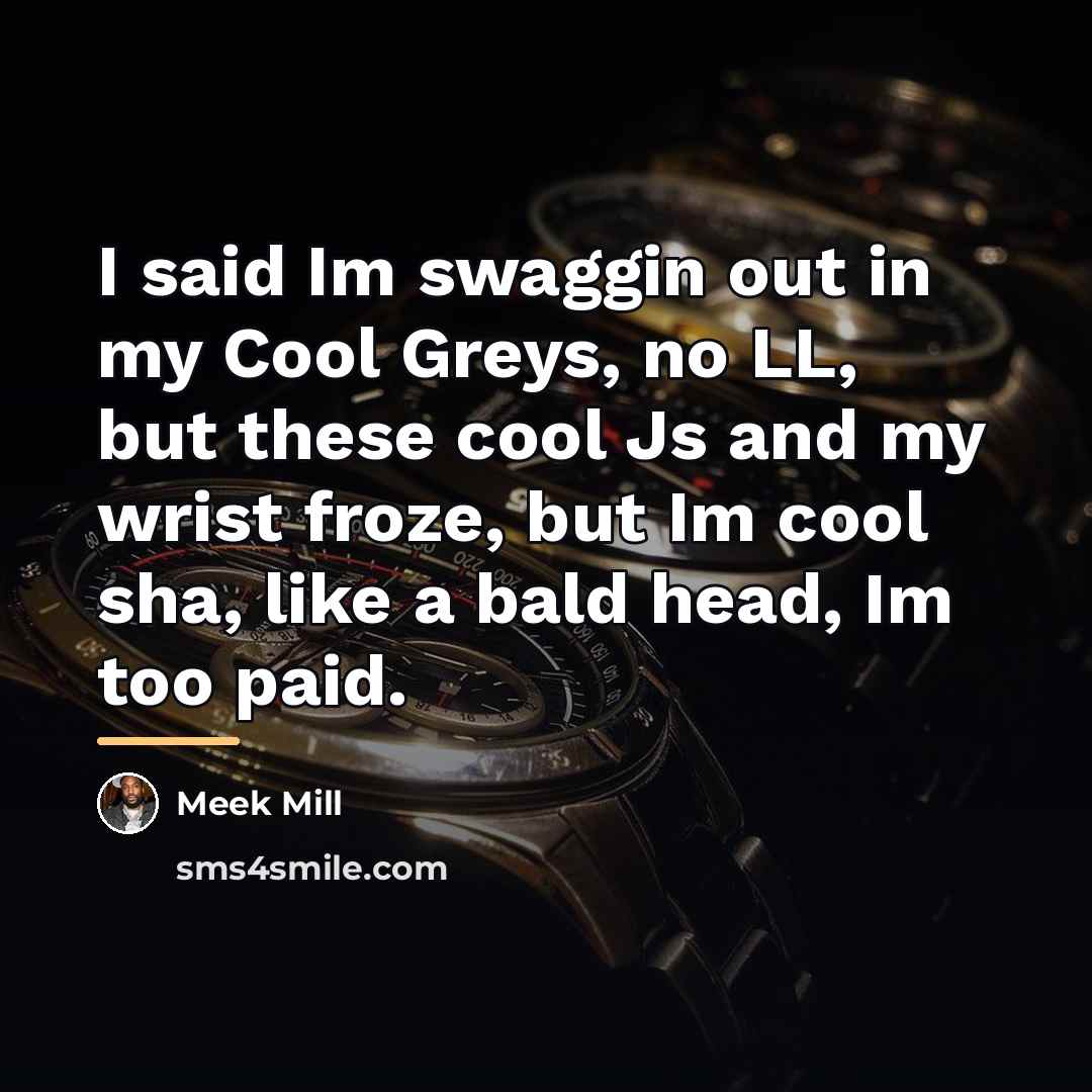 “I said Im swaggin out in my Cool Greys, no…” quote by Meek Mill