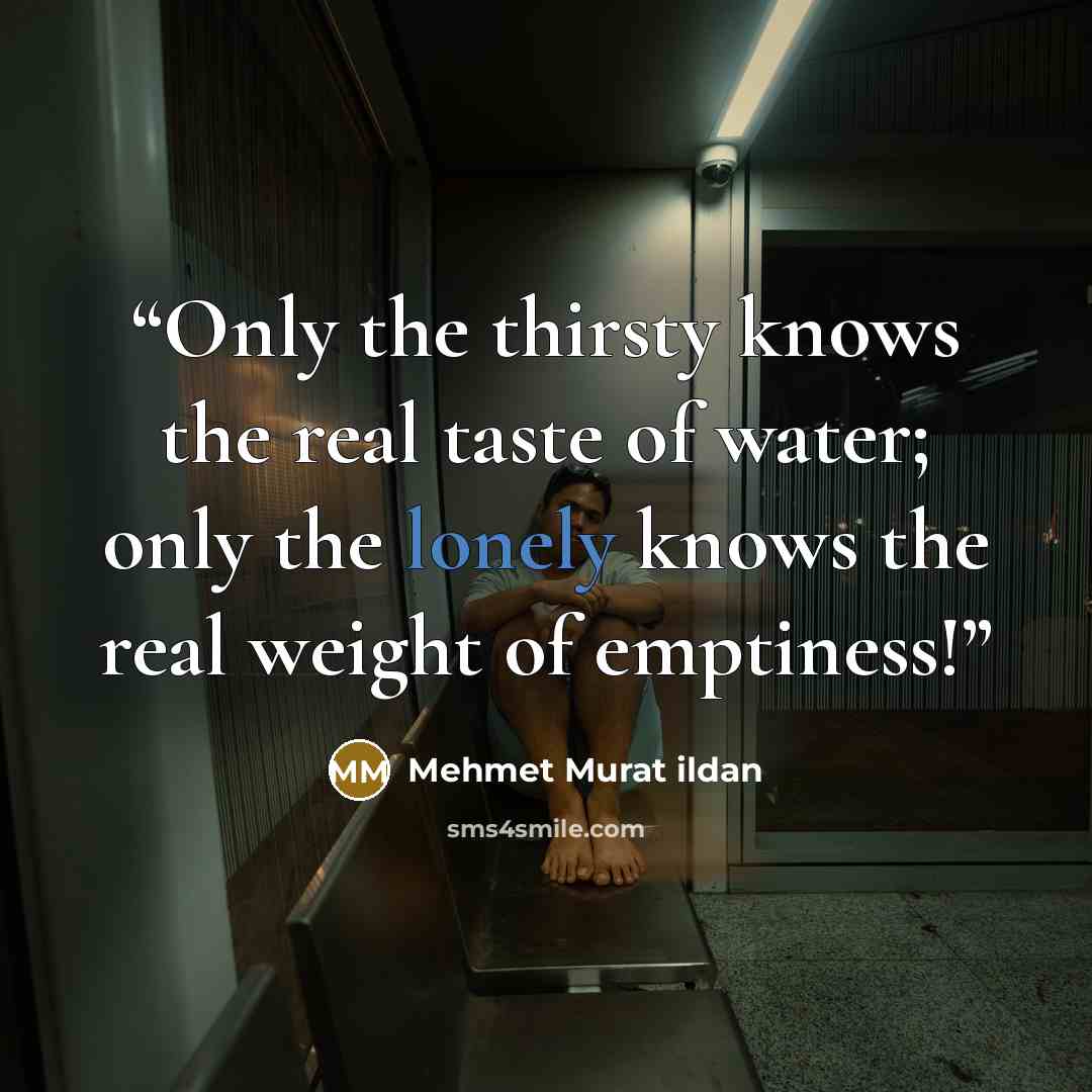 “Only the thirsty knows the real taste of water; only the lonely knows the real weight of emptiness!” quote by Mehmet Murat ildan