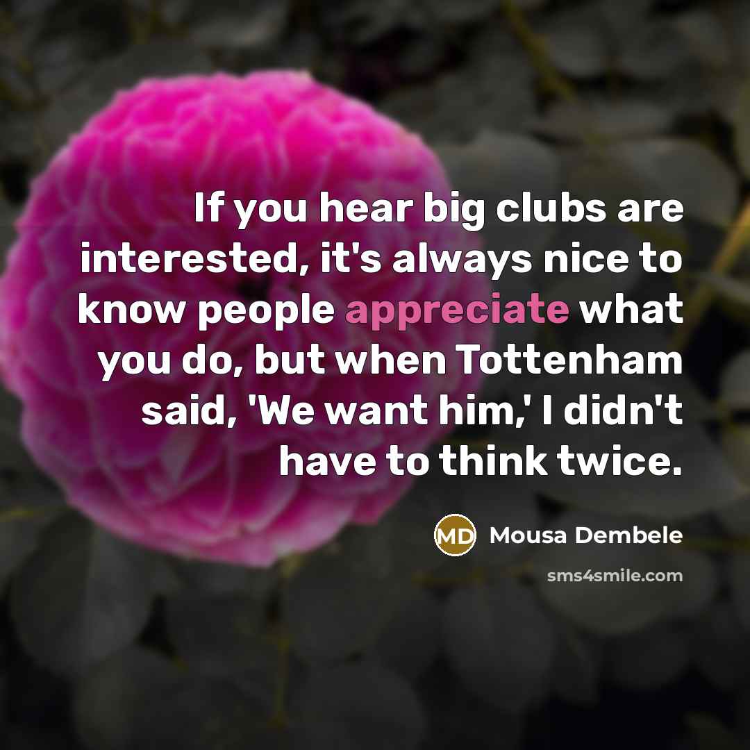 “If you hear big clubs are interested, it's always nice…” quote by Mousa Dembele