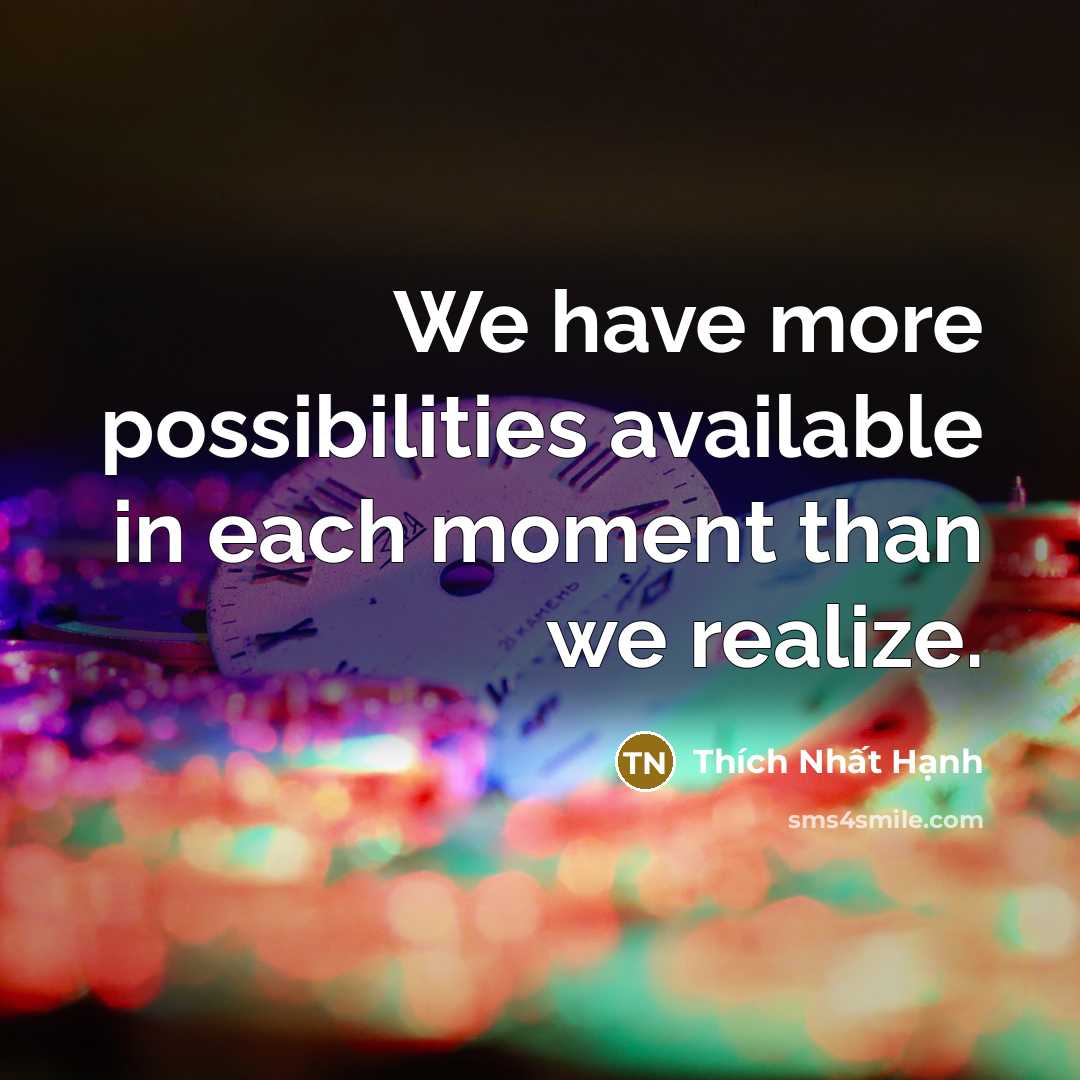 “We have more possibilities available in each moment than we…” quote by Thich Nhat Hanh