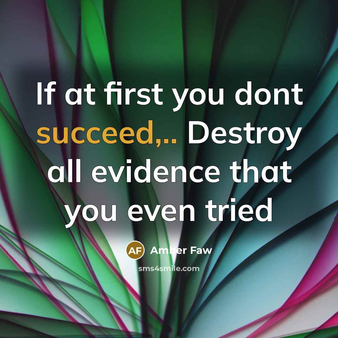 “If at first you dont succeed,.. Destroy all evidence that…” quote by Amber Faw