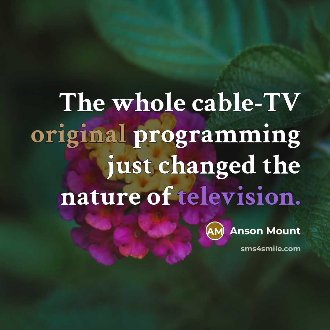 “The whole cable-TV original programming just changed the nature of television.” quote by Anson Mount