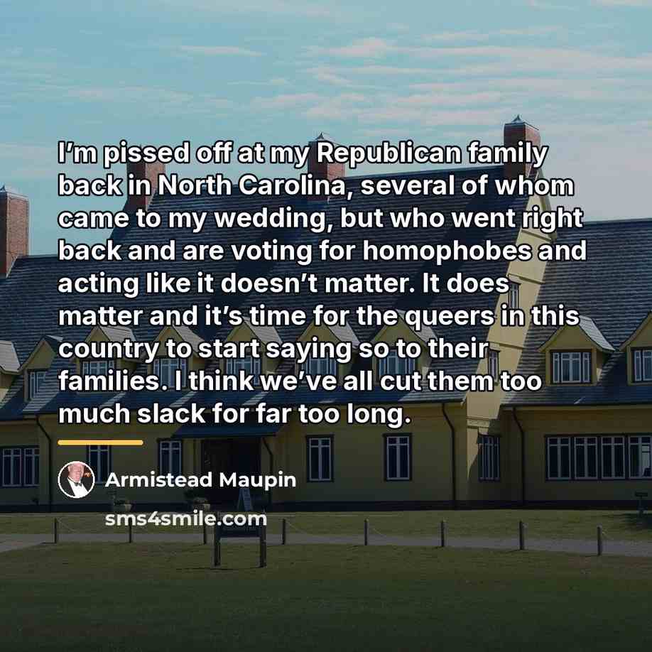 “I’m pissed off at my Republican family back in North…” quote by Armistead Maupin