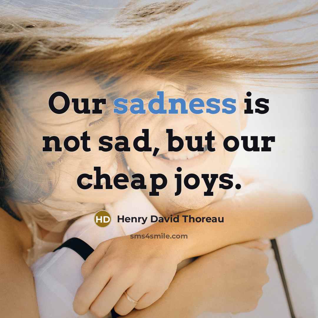 “Our sadness is not sad, but our cheap joys.…” quote by Henry David Thoreau