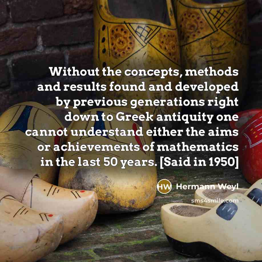 “Without the concepts, methods and results found and developed by…” quote by Hermann Weyl