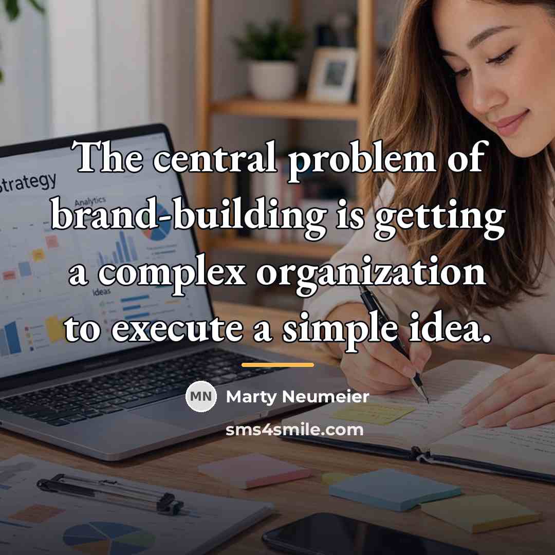 “The central problem of brand-building is getting a complex organization…” quote by Marty Neumeier
