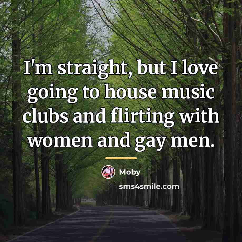 “I'm straight, but I love going to house music clubs…” quote by Moby