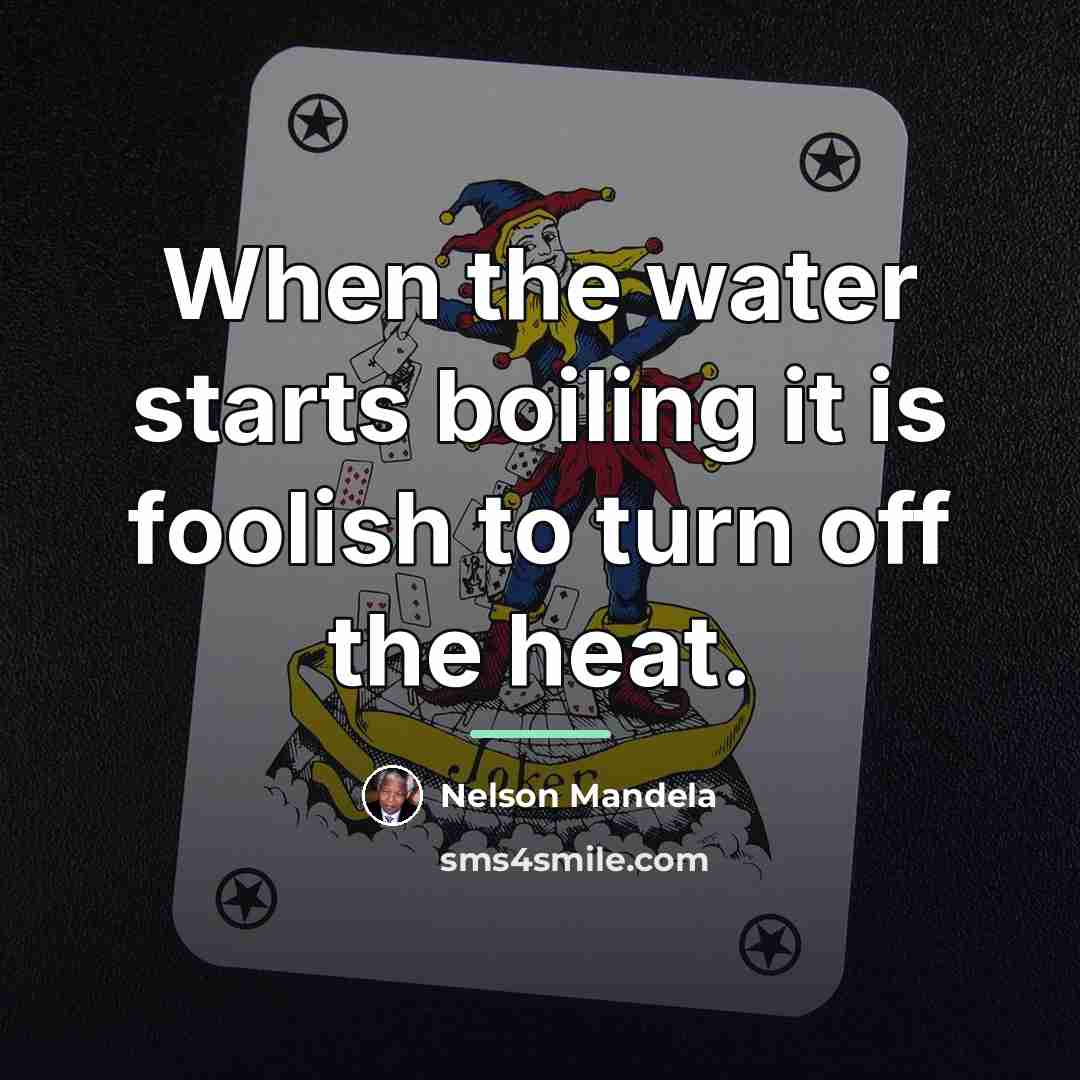 “When the water starts boiling it is foolish to turn…” quote by Nelson Mandela