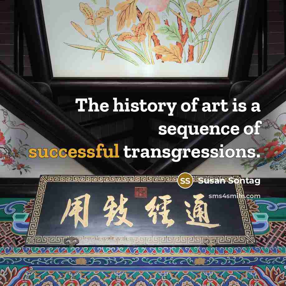 “The history of art is a sequence of successful transgressions.…” quote by Susan Sontag