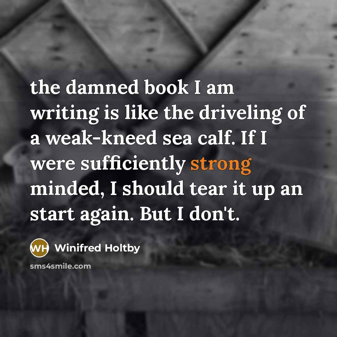 “the damned book I am writing is like the driveling…” quote by Winifred Holtby