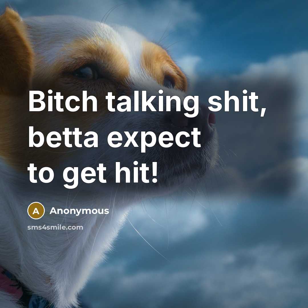 “Bitch talking shit, betta expect to get hit!” quote by Anonymous