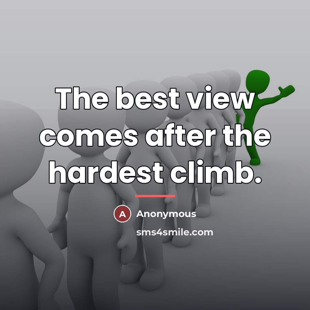 “The best view comes after the hardest climb.…” quote by Anonymous