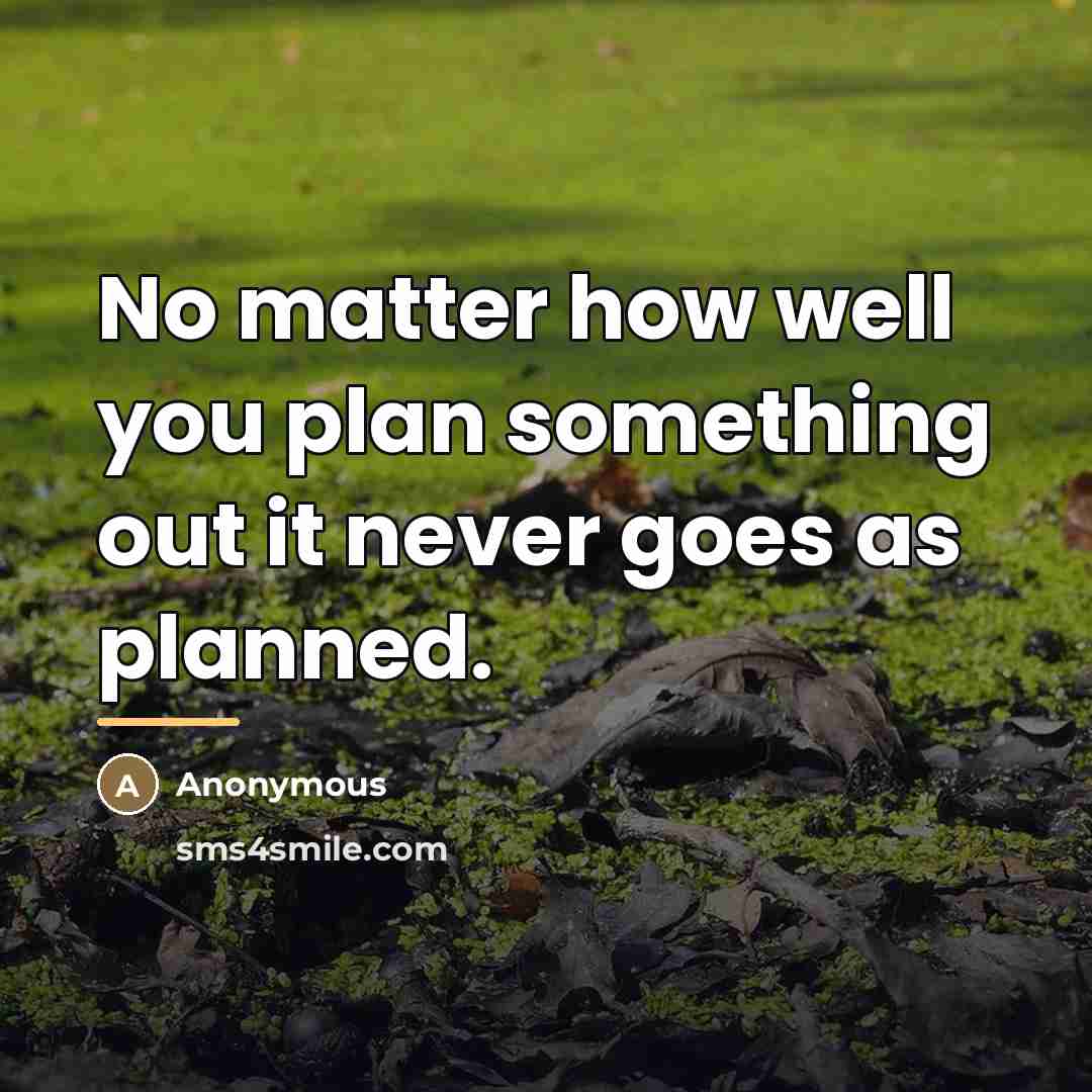 “No matter how well you plan something out it never…” quote by Anonymous