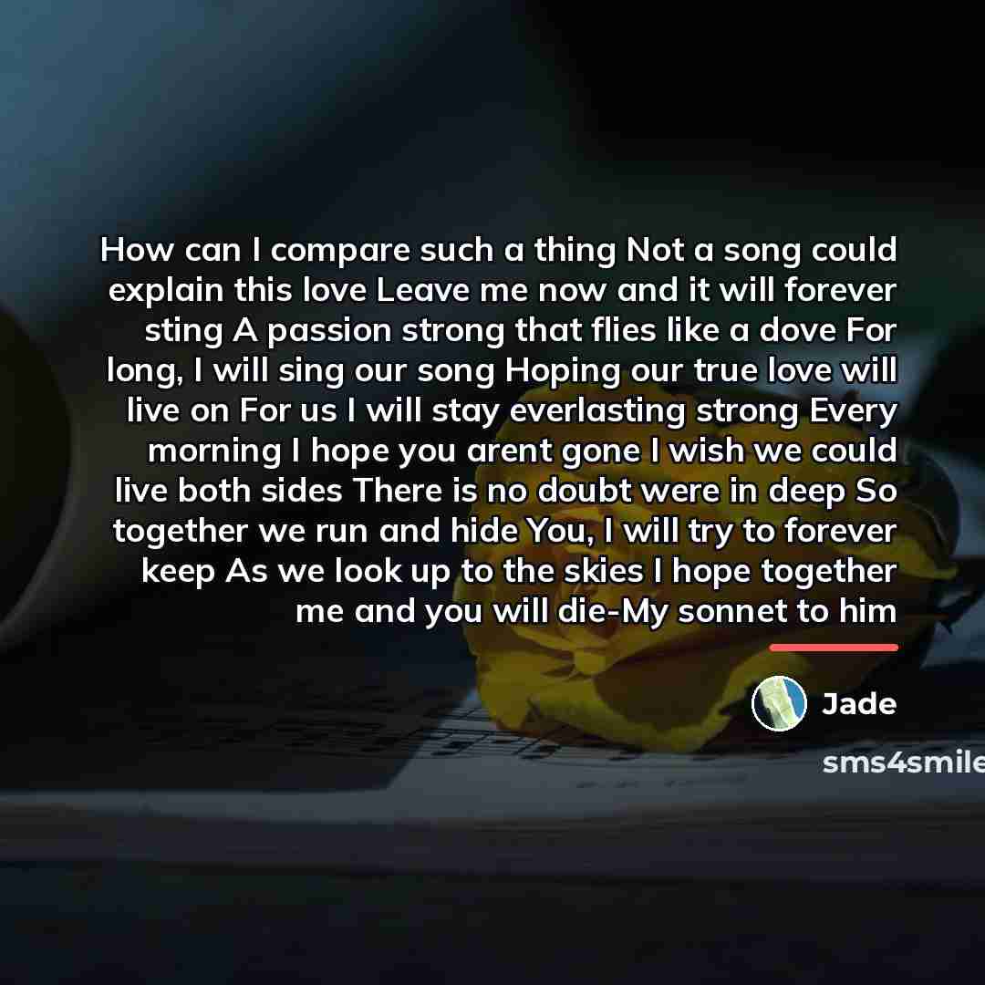 “How can I compare such a thing Not a song…” quote by Jade