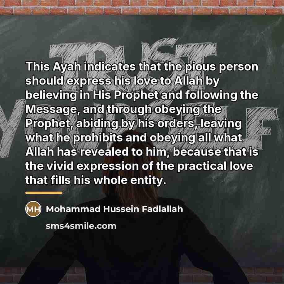 “This Ayah indicates that the pious person should express his…” quote by Mohammad Hussein Fadlallah