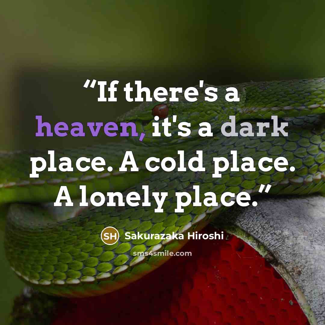 “If there's a heaven, it's a dark place. A cold place. A lonely place.” quote by Sakurazaka Hiroshi