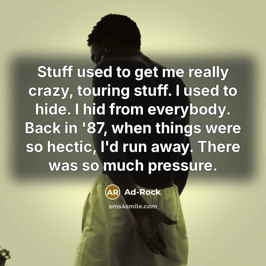 “Stuff used to get me really crazy, touring stuff. I…” quote by Ad-Rock