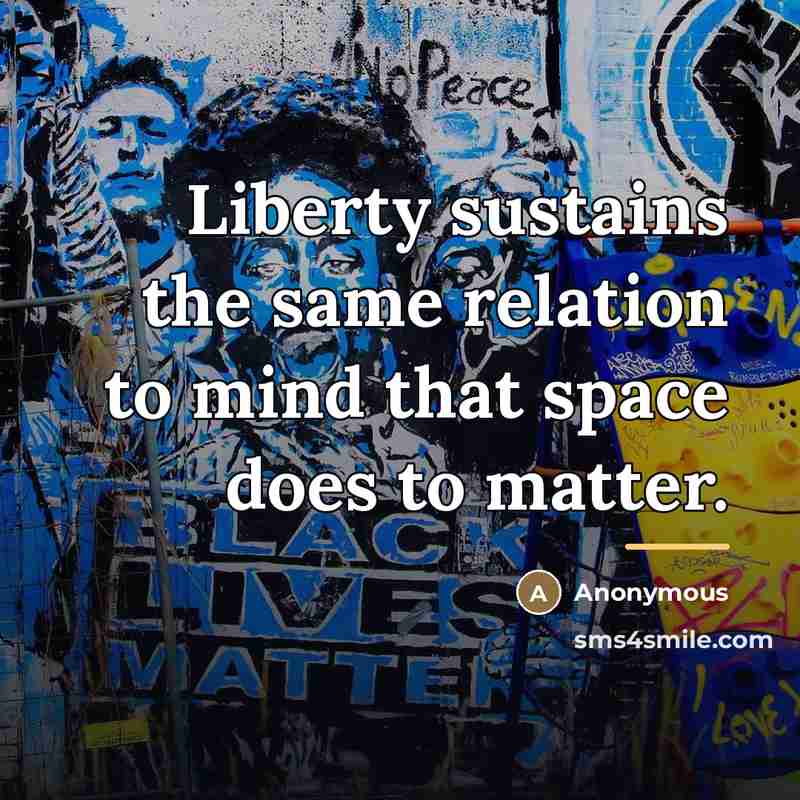 “Liberty sustains the same relation to mind that space does…” quote by Anonymous