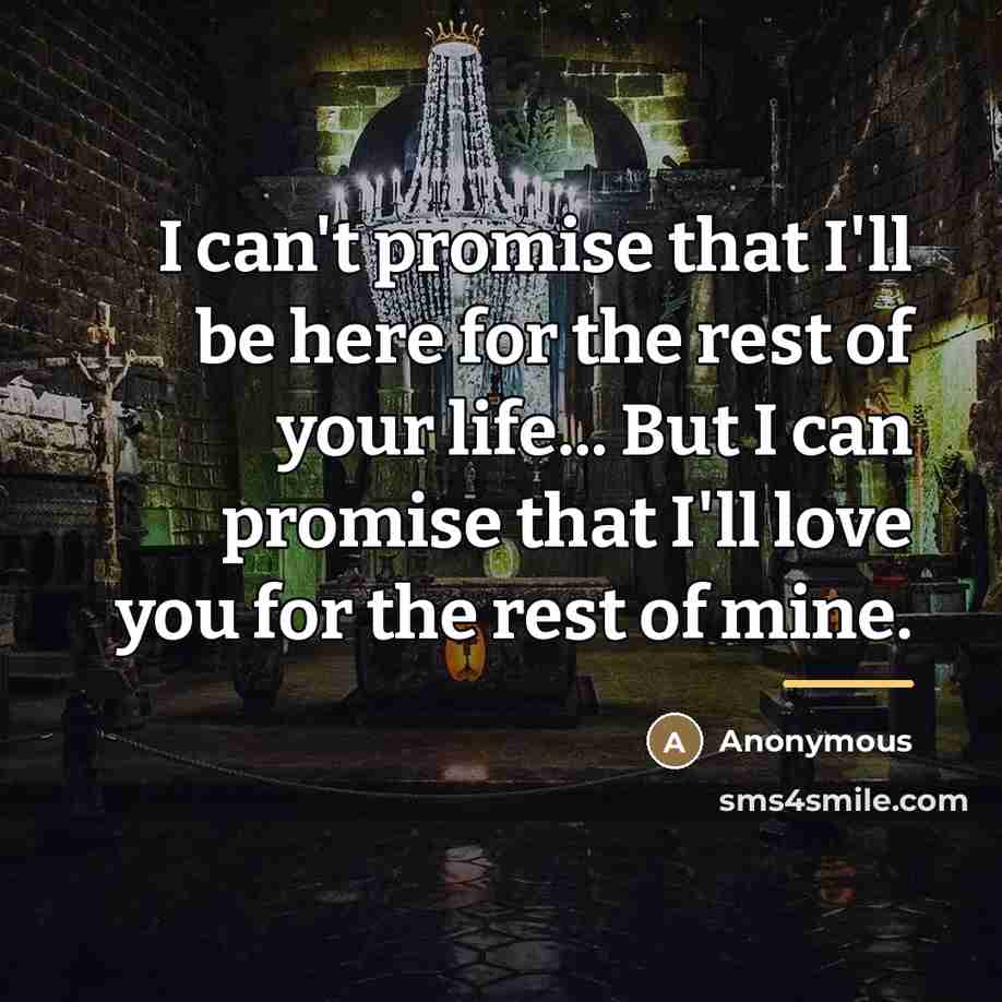 “I can't promise that I'll be here for the rest…” quote by Anonymous