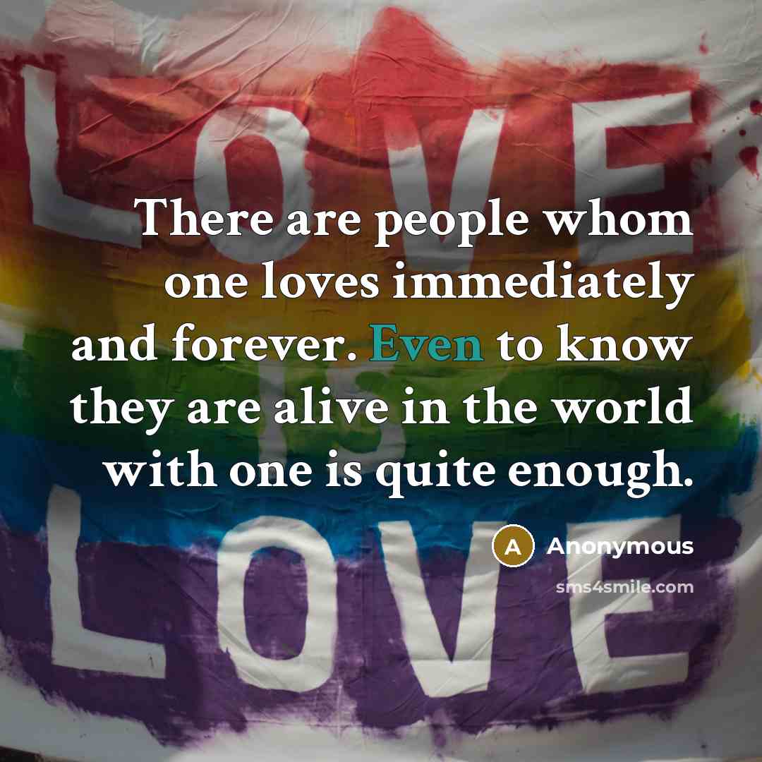 “There are people whom one loves immediately and forever. Even…” quote by Anonymous