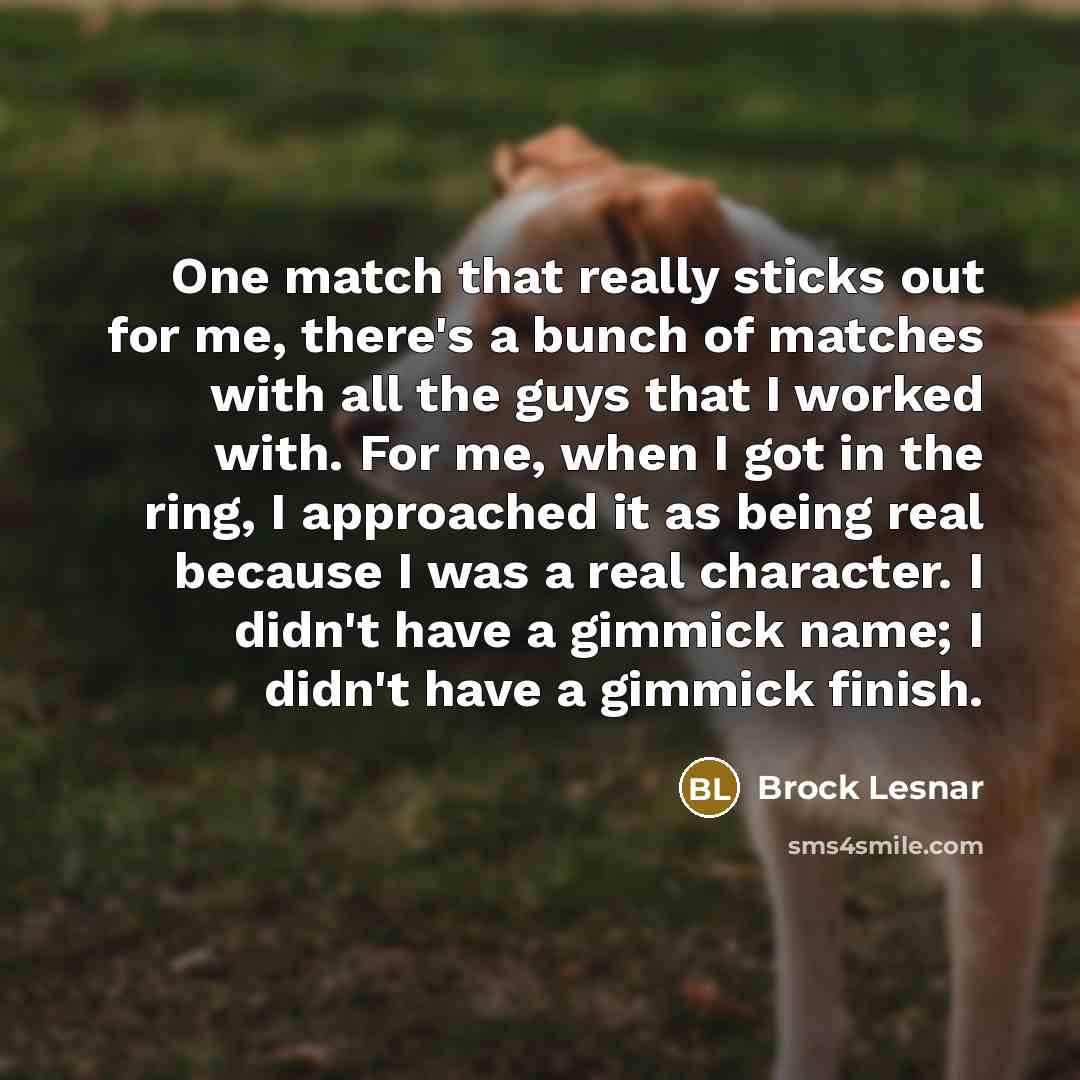 “One match that really sticks out for me, there's a…” quote by Brock Lesnar