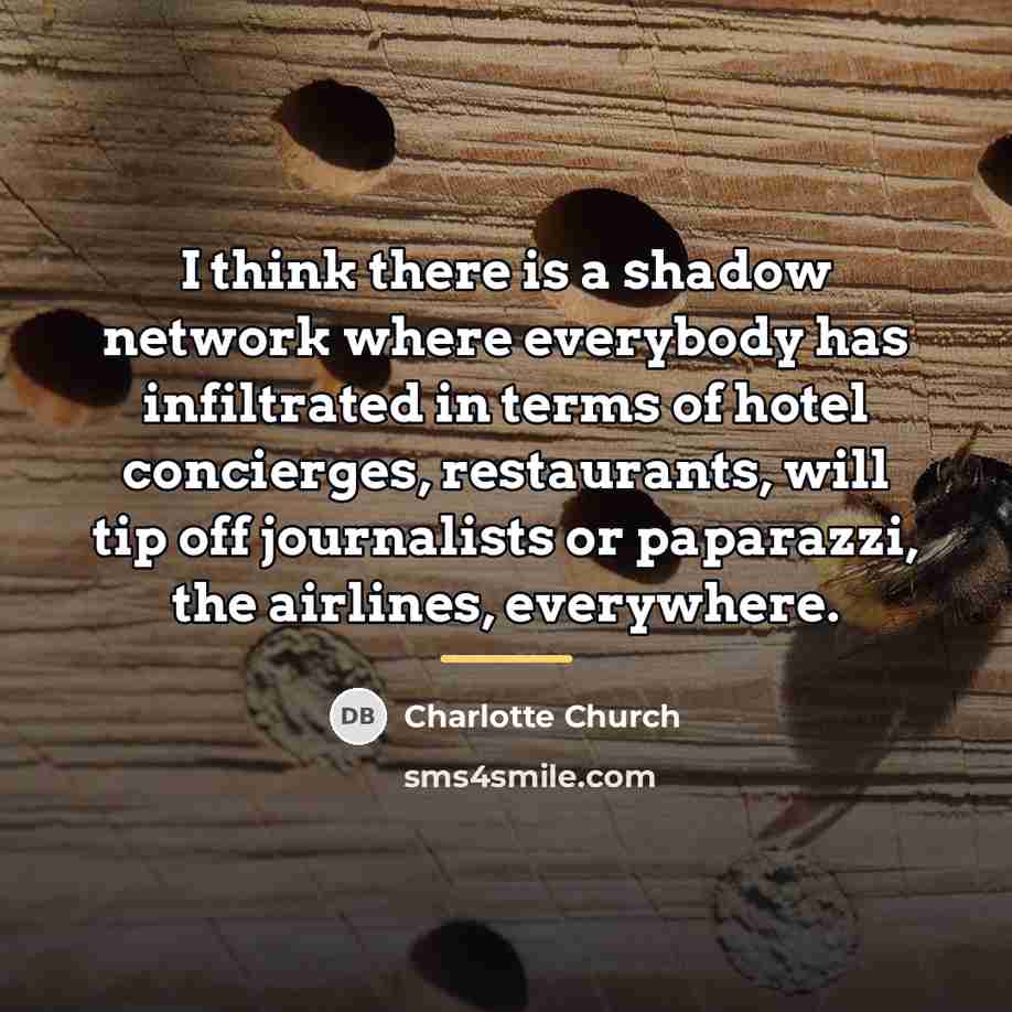 “I think there is a shadow network where everybody has…” quote by Charlotte Church