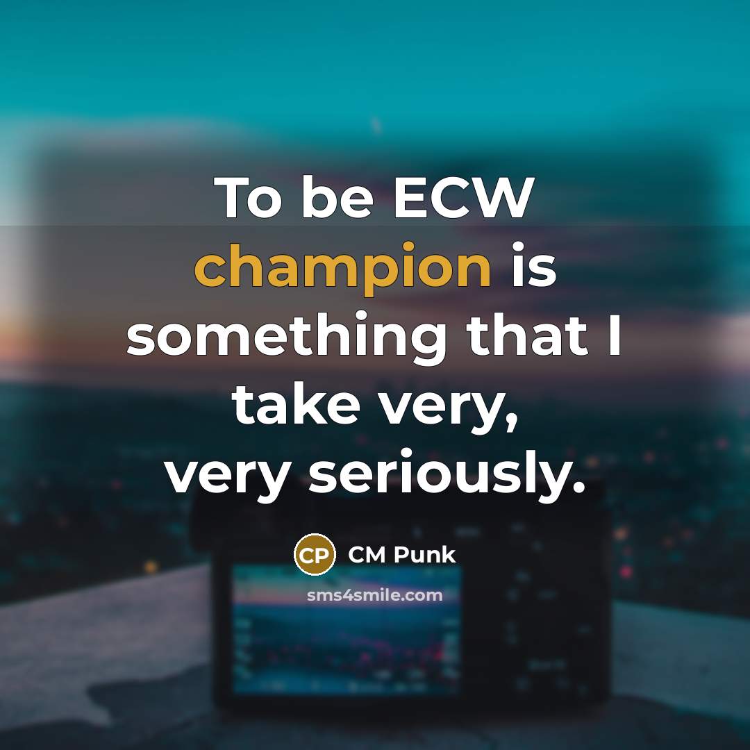 “To be ECW champion is something that I take very,…” quote by CM Punk
