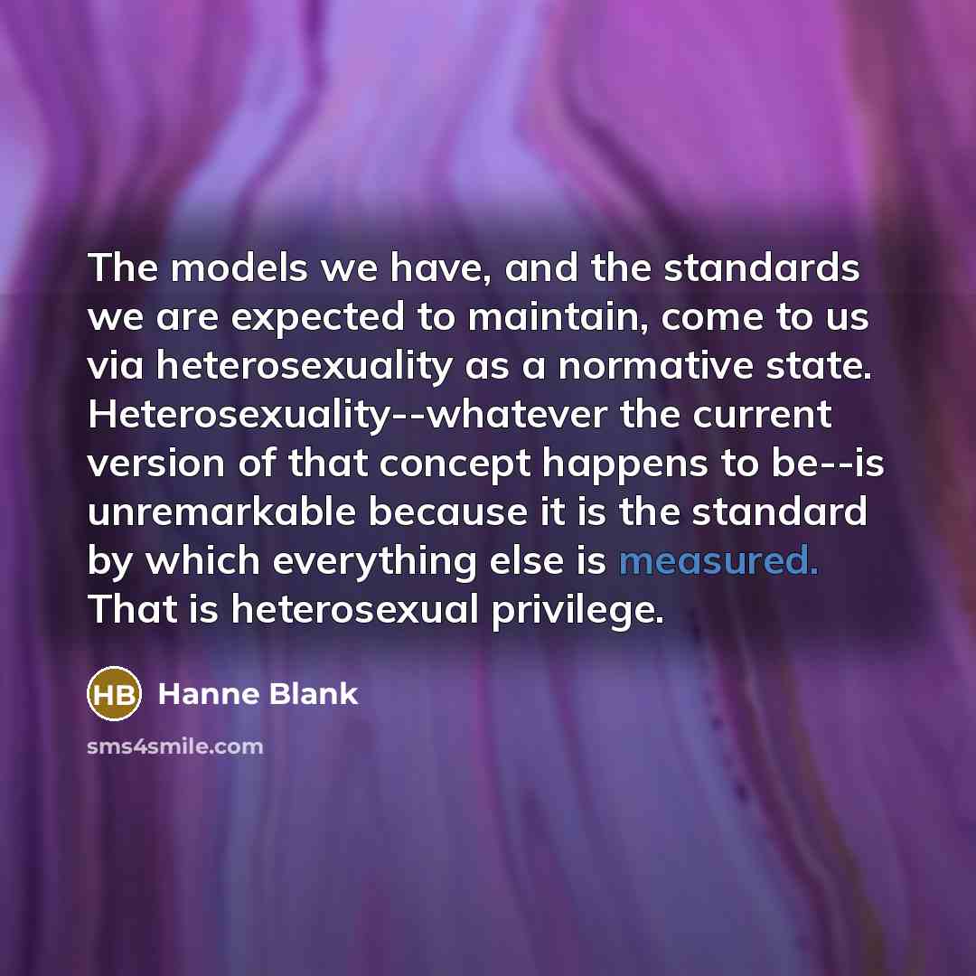 “The models we have, and the standards we are expected…” quote by Hanne Blank