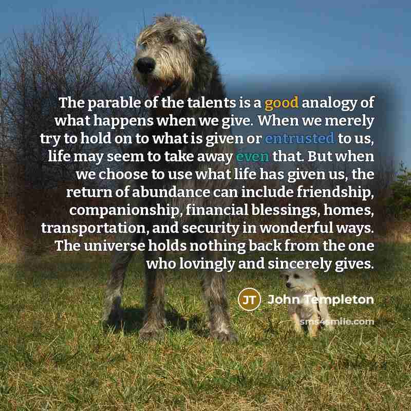 “The parable of the talents is a good analogy of…” quote by John Templeton