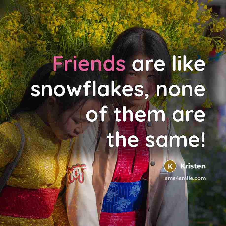 “Friends are like snowflakes, none of them are the same!…” quote by Kristen