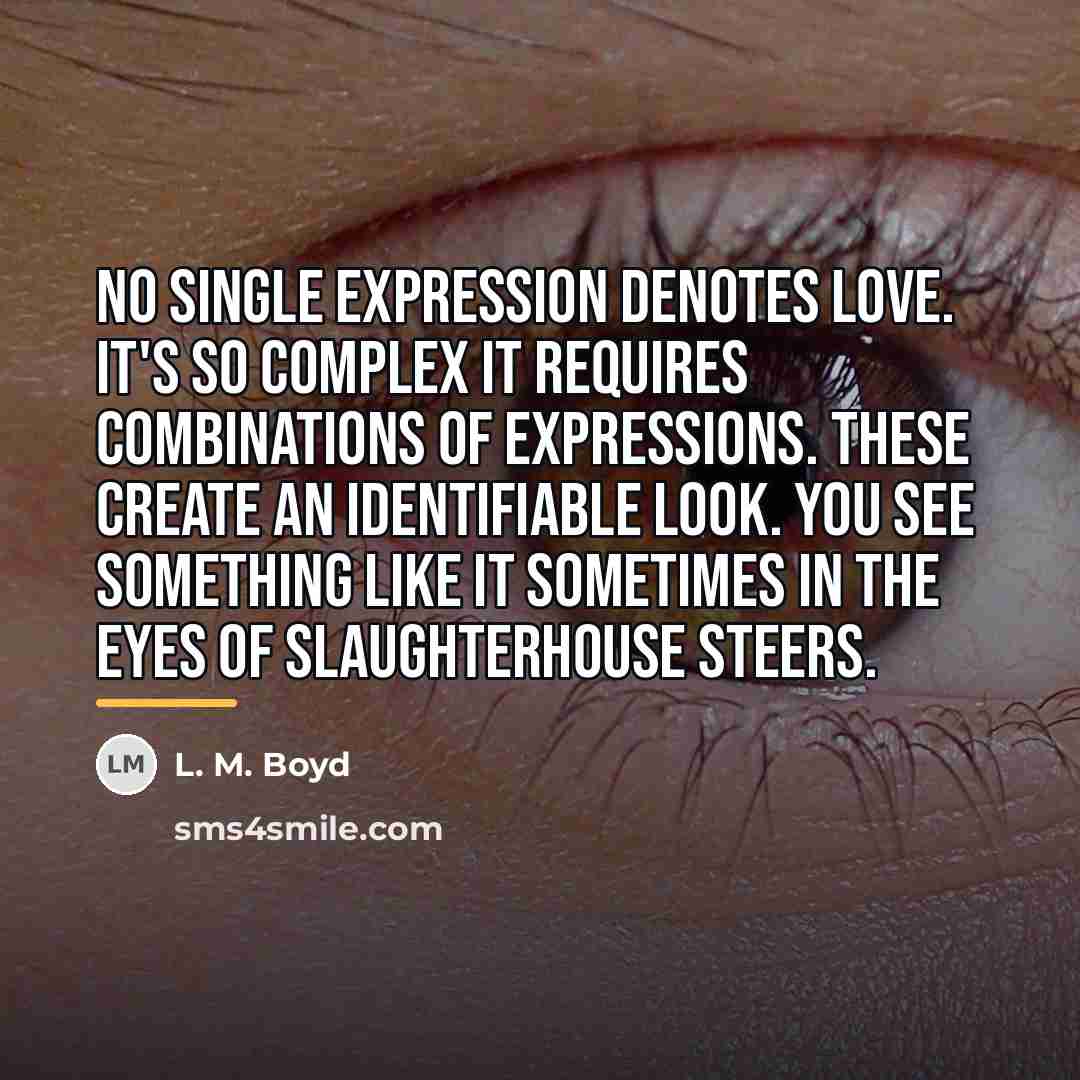 “No single expression denotes love. It's so complex it requires…” quote by L. M. Boyd