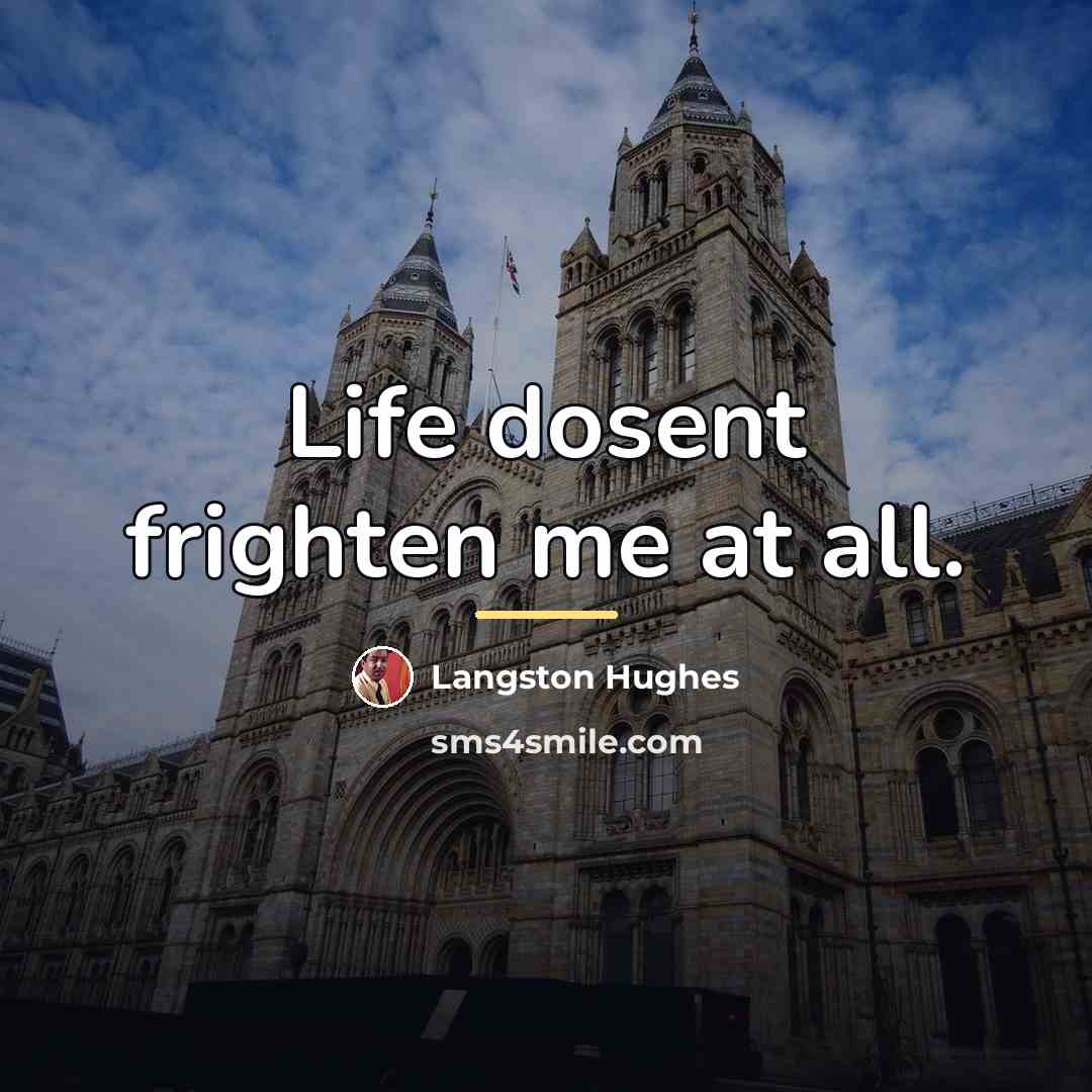 “Life dosent frighten me at all.…” quote by Langston Hughes