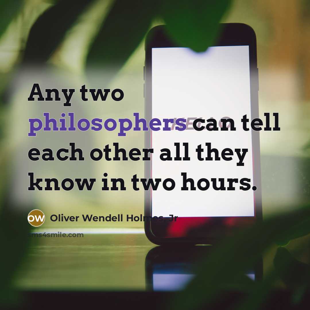 “Any two philosophers can tell each other all they know…” quote by Oliver Wendell Holmes, Jr