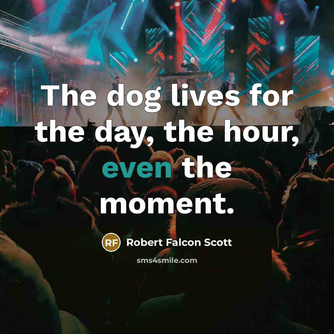 “The dog lives for the day, the hour, even the…” quote by Robert Falcon Scott