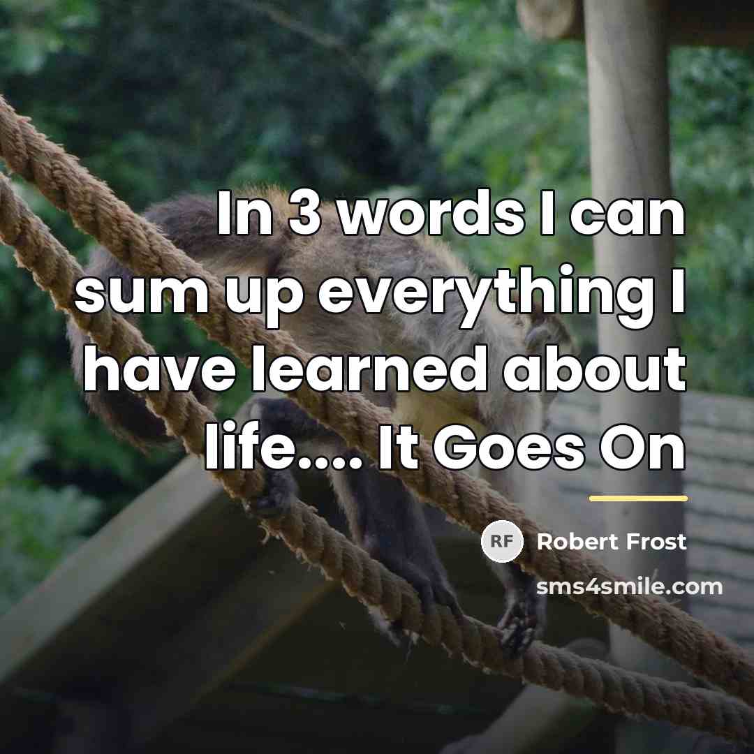 “In 3 words I can sum up everything I have…” quote by Robert Frost