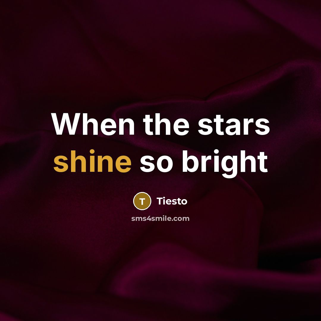 “When the stars shine so bright…” quote by Tiesto