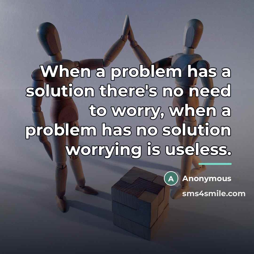 “When a problem has a solution there's no need to…” quote by Anonymous