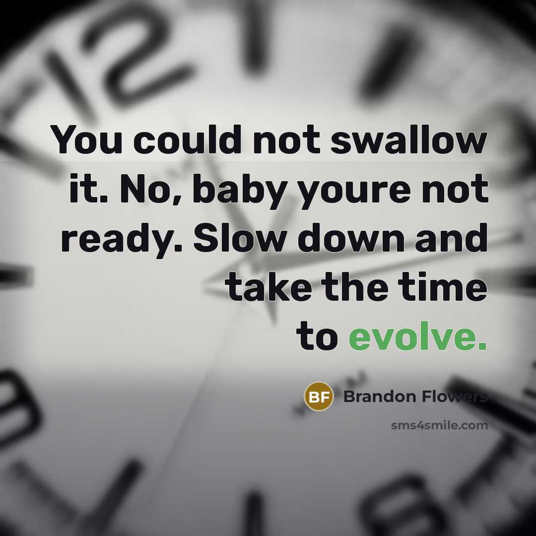“You could not swallow it. No, baby youre not ready.…” quote by Brandon Flowers