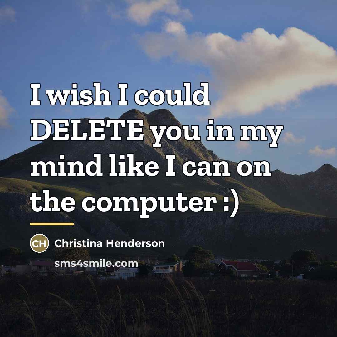 “I wish I could DELETE you in my mind like…” quote by Christina Henderson