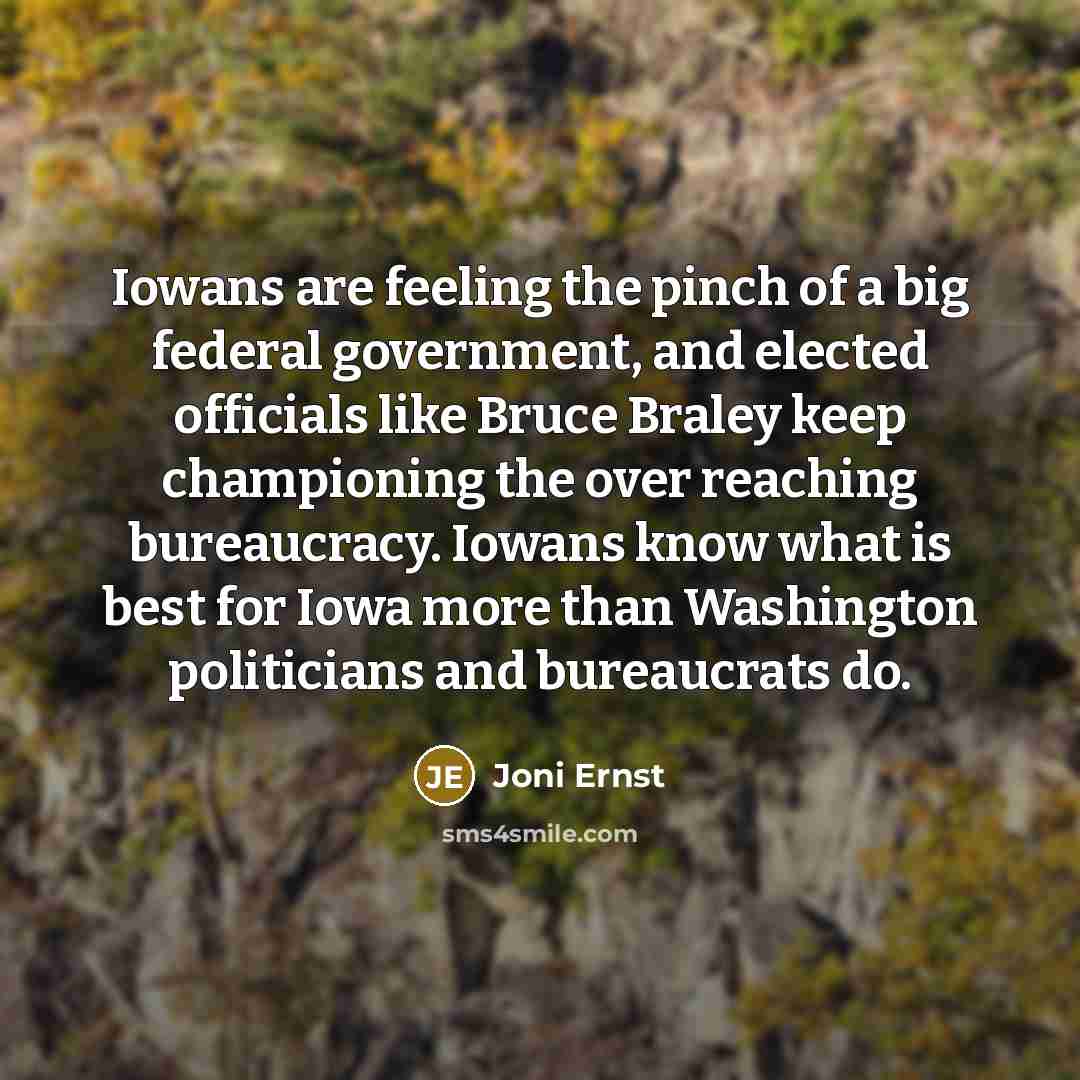“Iowans are feeling the pinch of a big federal government,…” quote by Joni Ernst