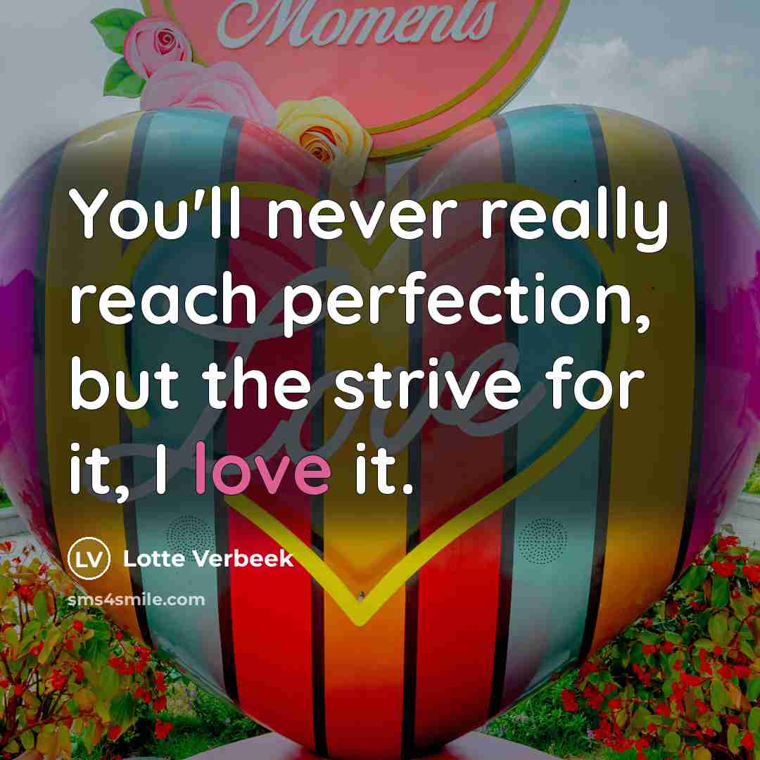 “You'll never really reach perfection, but the strive for it,…” quote by Lotte Verbeek