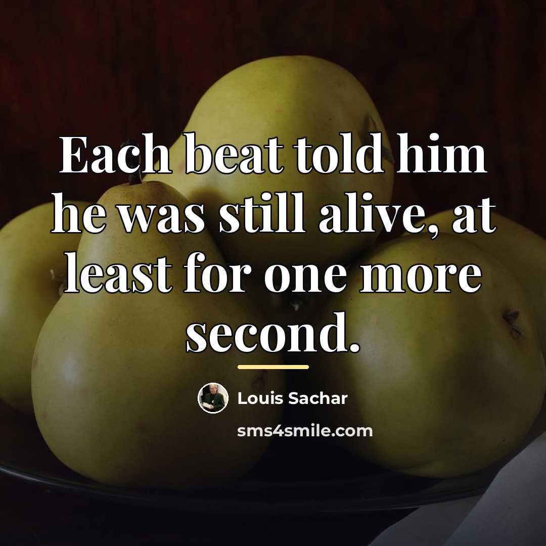 “Each beat told him he was still alive, at least…” quote by Louis Sachar