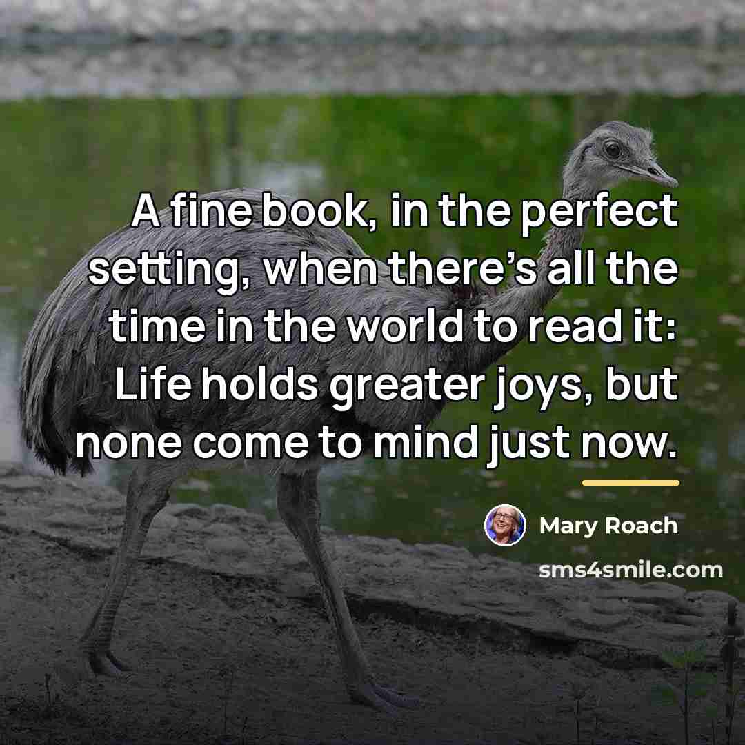 “A fine book, in the perfect setting, when there's all…” quote by Mary Roach