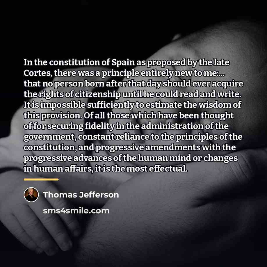 “In the constitution of Spain as proposed by the late…” quote by Thomas Jefferson