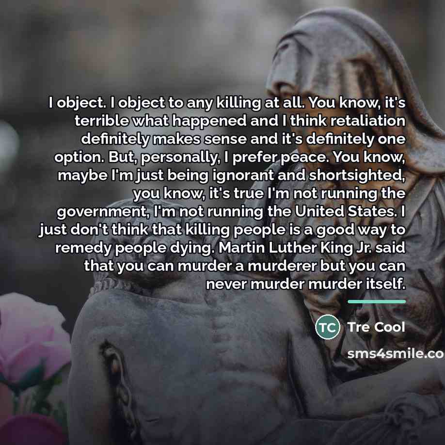 “I object. I object to any killing at all. You…” quote by Tre Cool