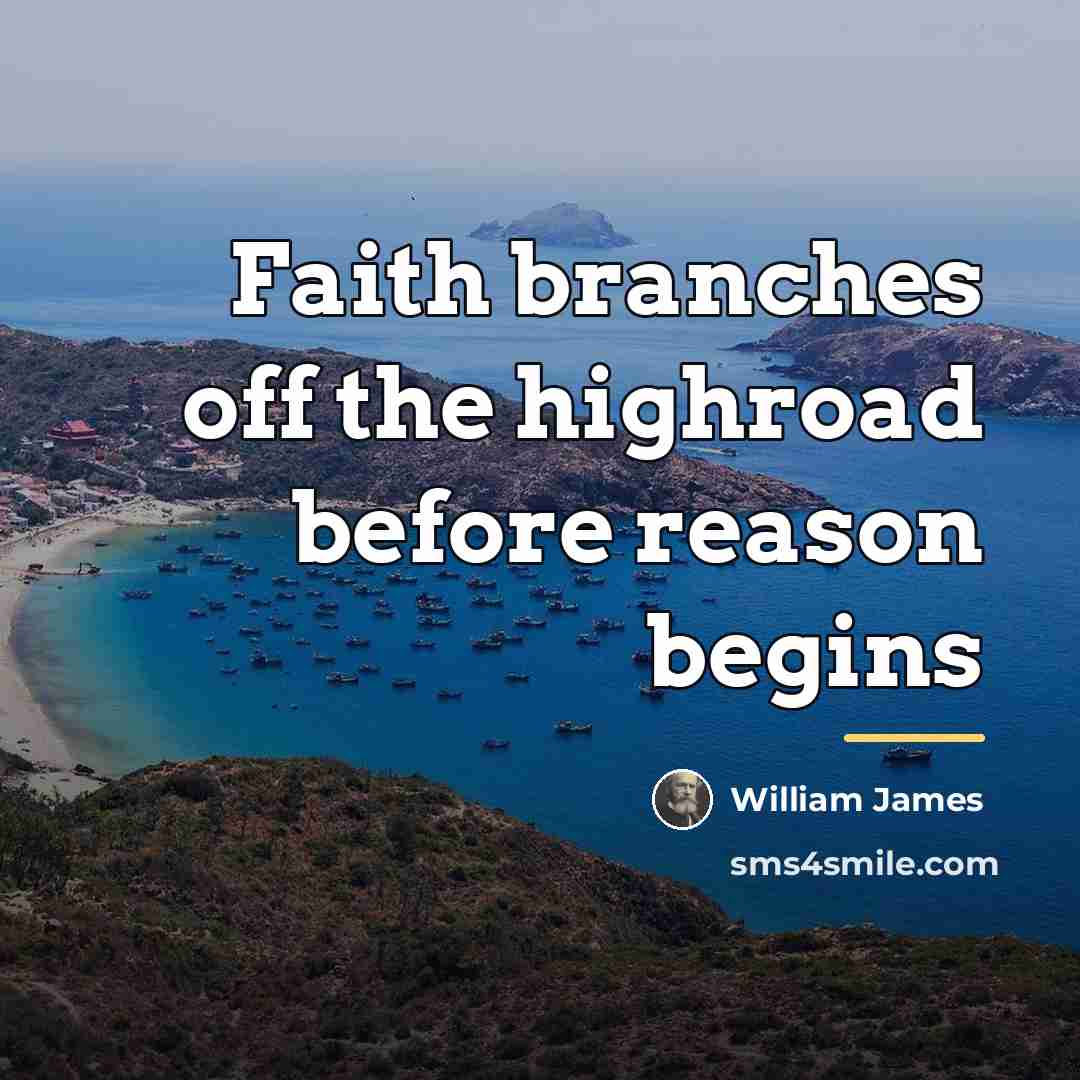 “Faith branches off the highroad before reason begins…” quote by William James