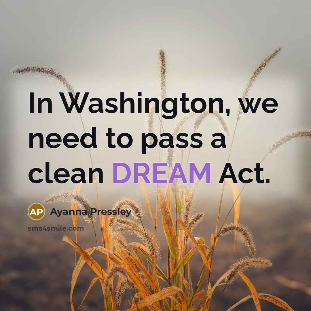 “In Washington, we need to pass a clean DREAM Act.…” quote by Ayanna Pressley